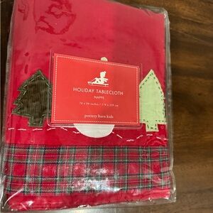 Pottery Barn Kids Red and Green Holiday Tablecloth